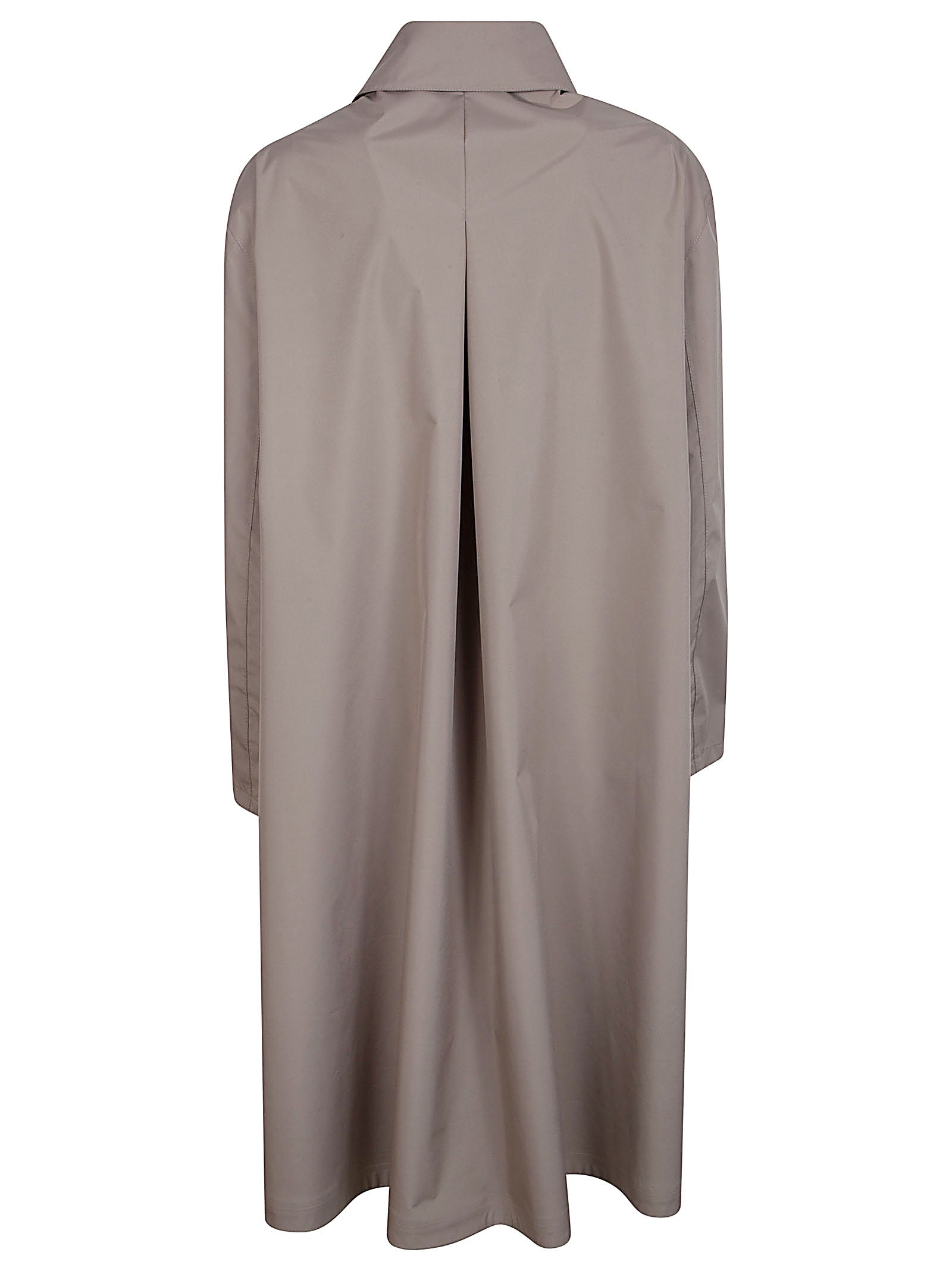 Dove Grey Short Coat with Classic Collar and Concealed Button Placket