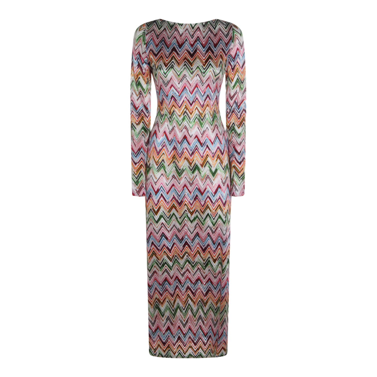Red Dress with Multi-Color Zigzag Pattern