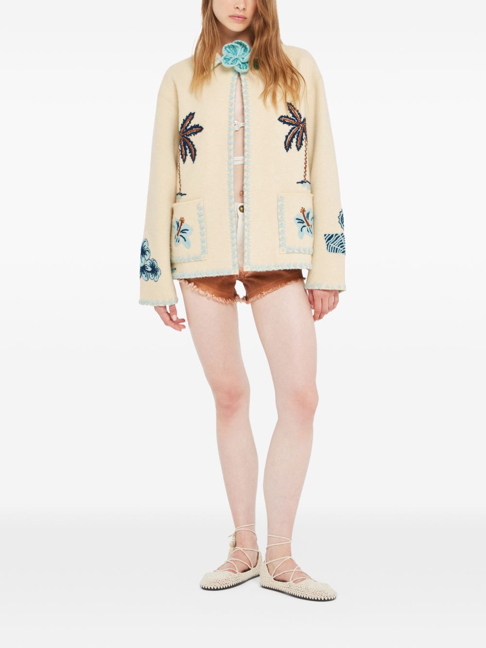 Boxy Cream Sweater With Intricate Embroidery