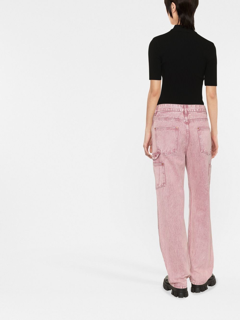 Fitted Ribbed Black Top With High Neckline