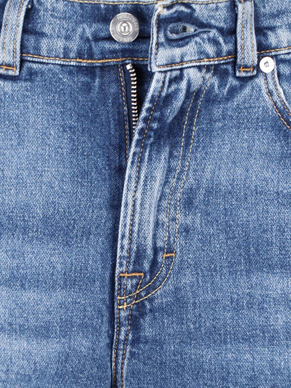 Blue Wide-Leg Faded Denim Jeans