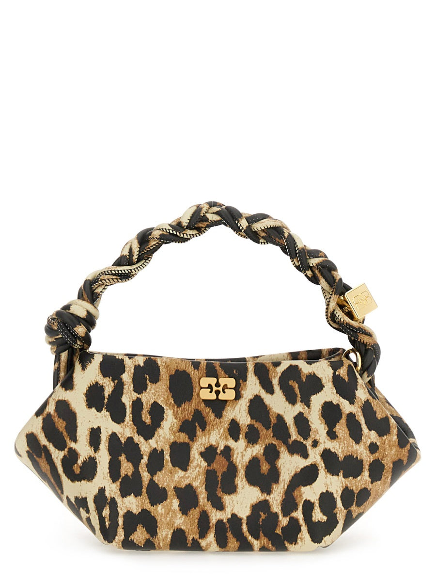 Leopard Print Mini Bou Bag With Braided Handle