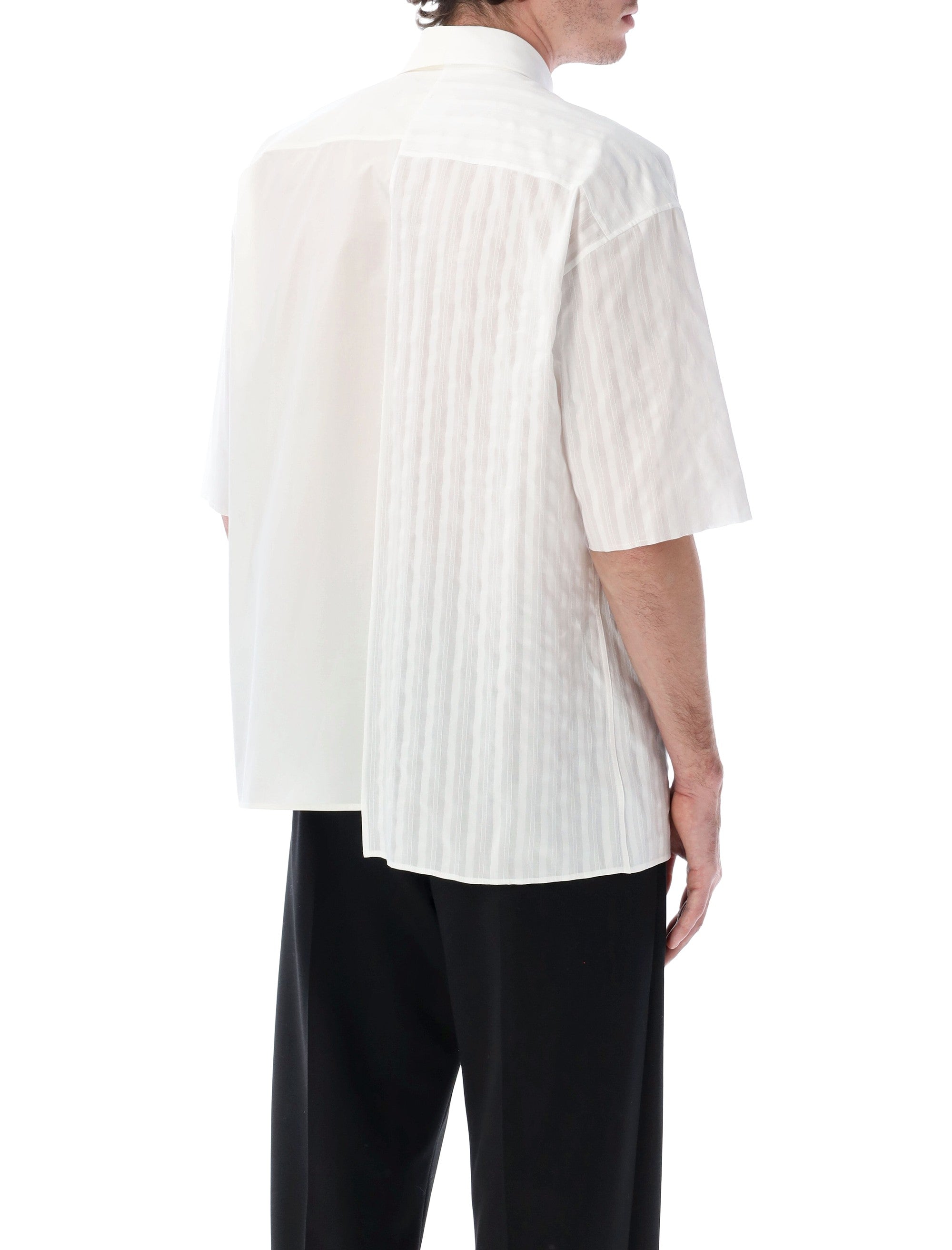 Two-Tone Cotton Poplin Shirt with Numeric Graphic
