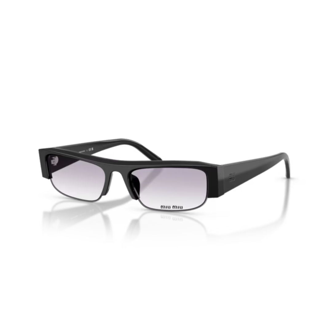 Rectangular Sunglasses with Glossy Black Acetate Frame