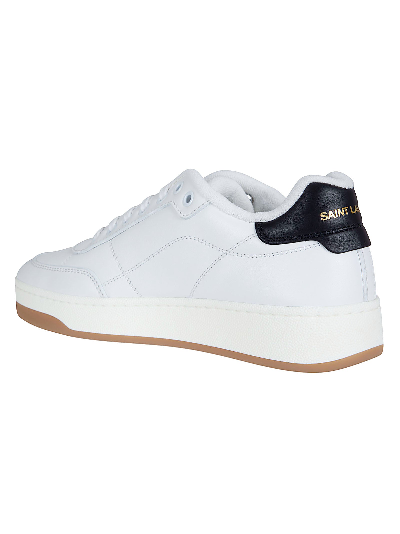 Low-Top Lace-Up Sneakers with Gold Accents and Contrasting Details