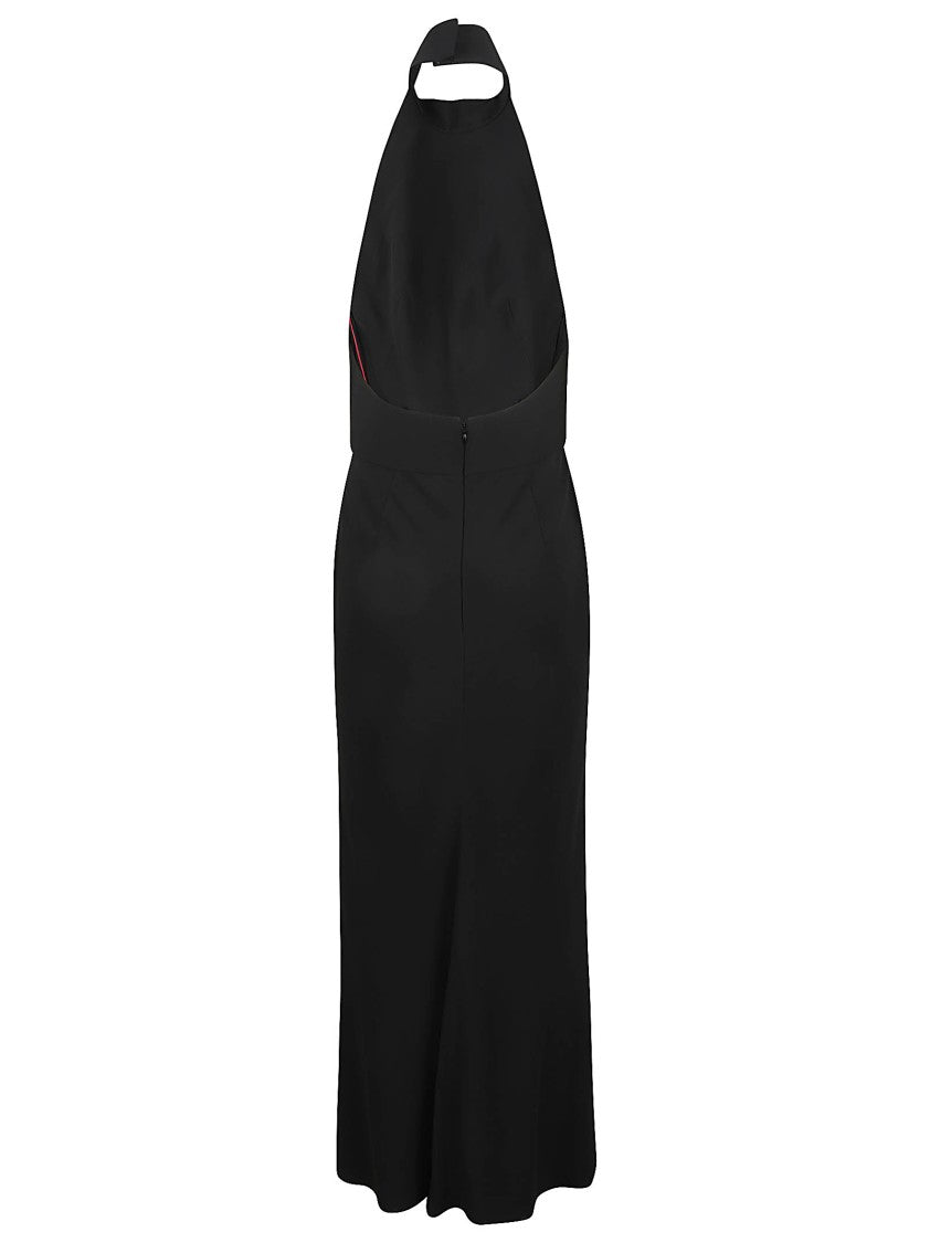 Halter Neck Black Evening Dress