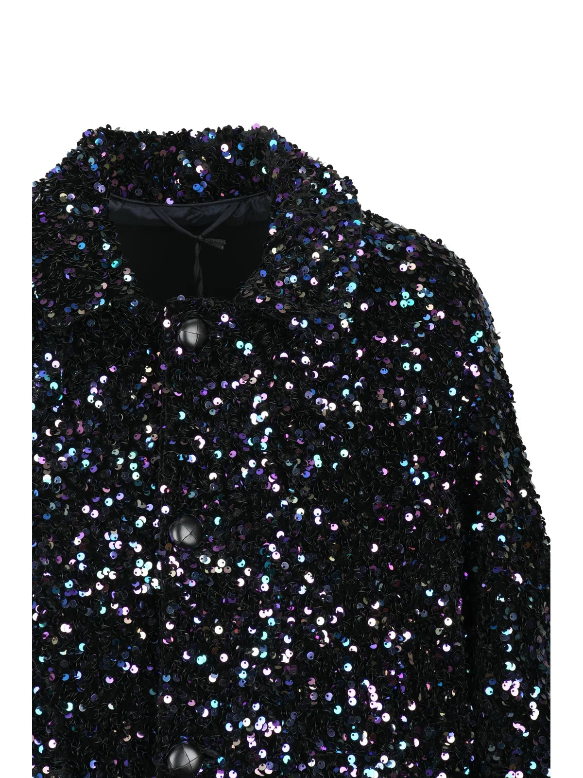 Black Polyester Women's Sequin Coat
