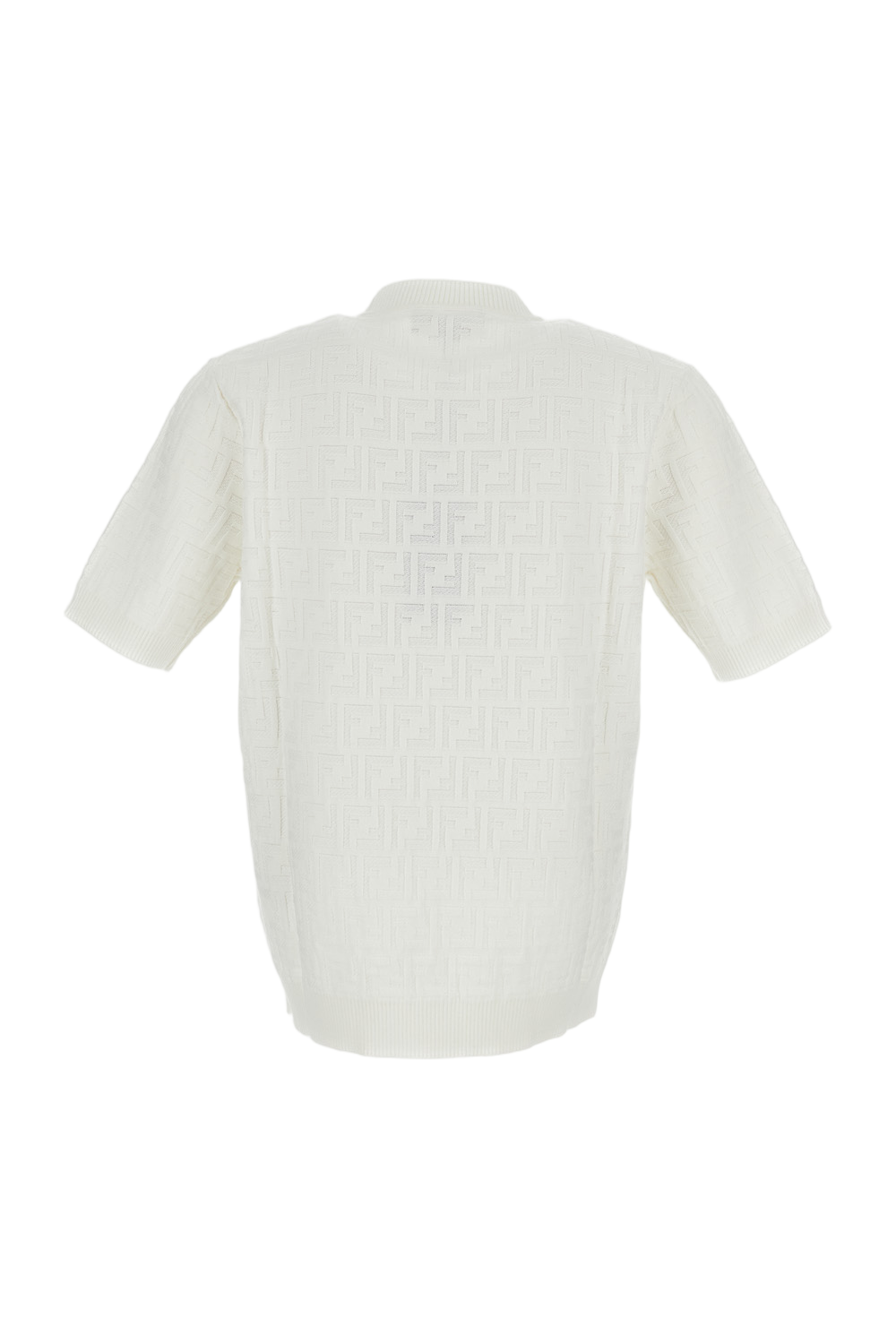 Jacquard Pattern Crewneck T-Shirt With Ribbed Trims