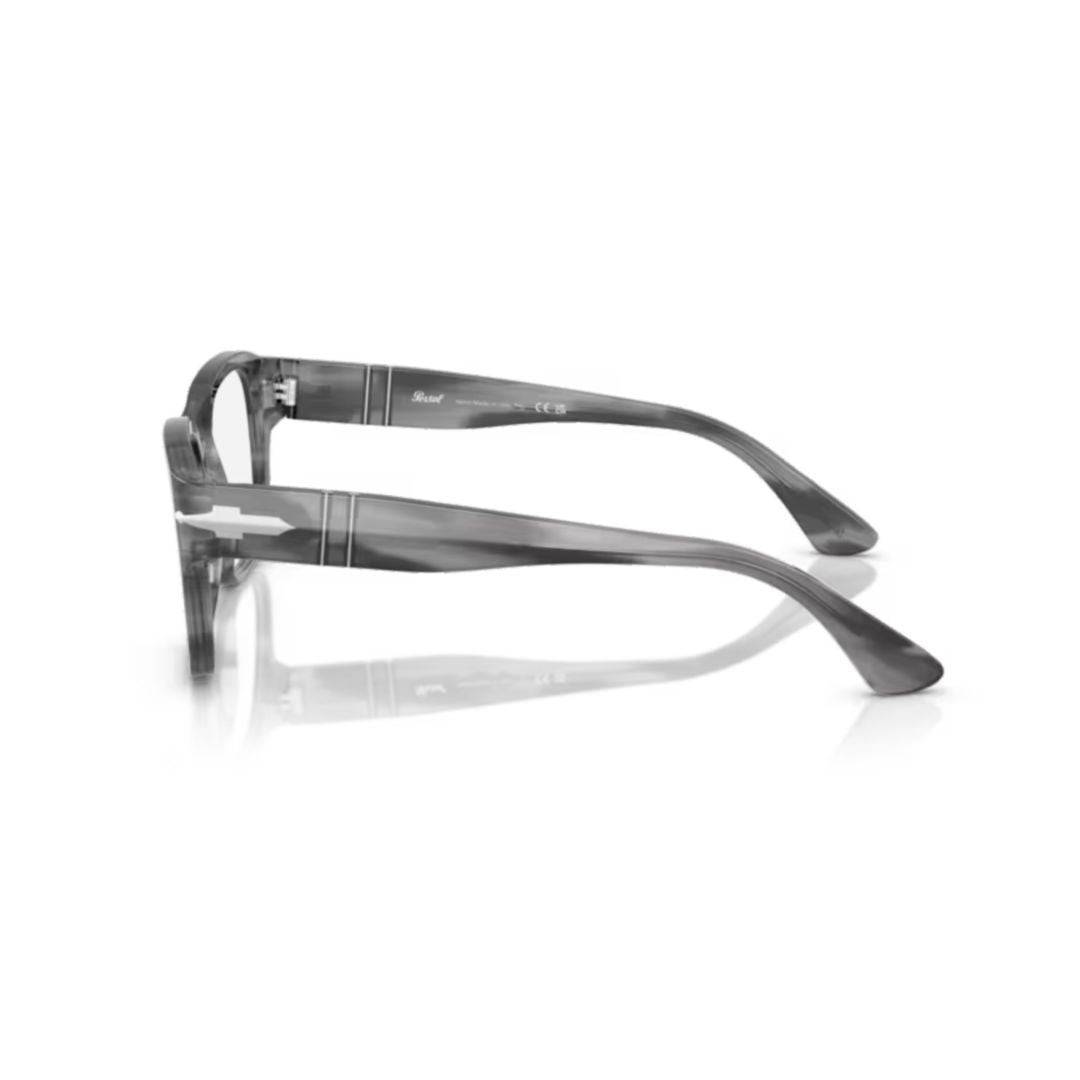 0po3374v Translucent Grey Acetate Eyeglasses with Silver-tone Accents