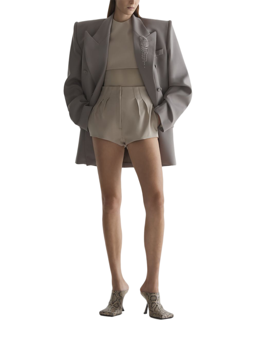 High-Waisted Tailored Shorts with Pleated Front