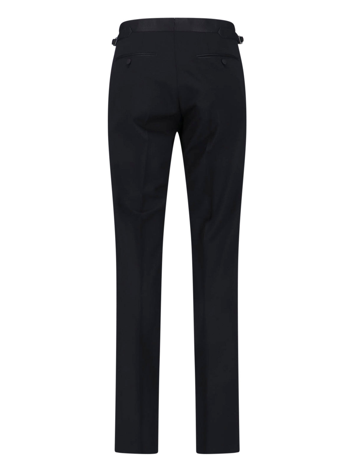 Tailored Black Trousers with Flat Waistband