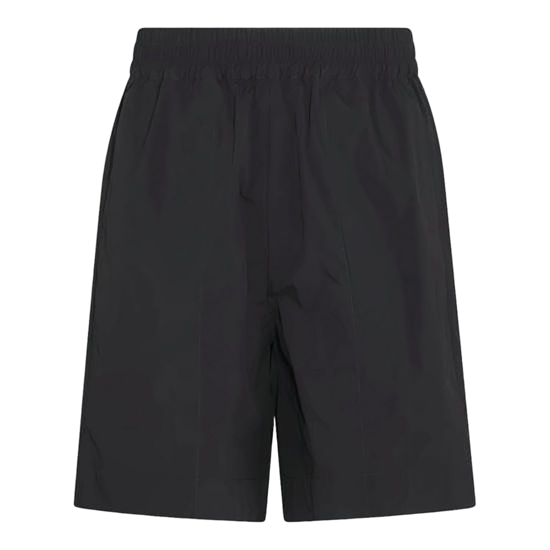 Straight-Cut Black Shorts with Elastic Waistband