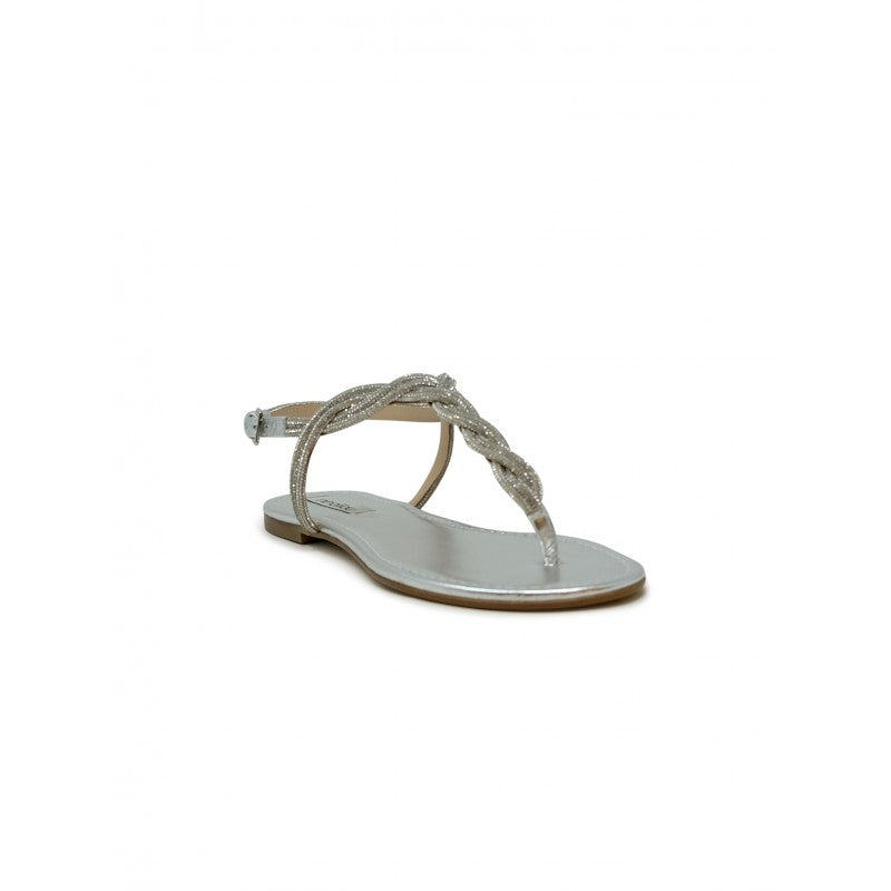 351172Fr/2 Silver Nappa Flat Sandal