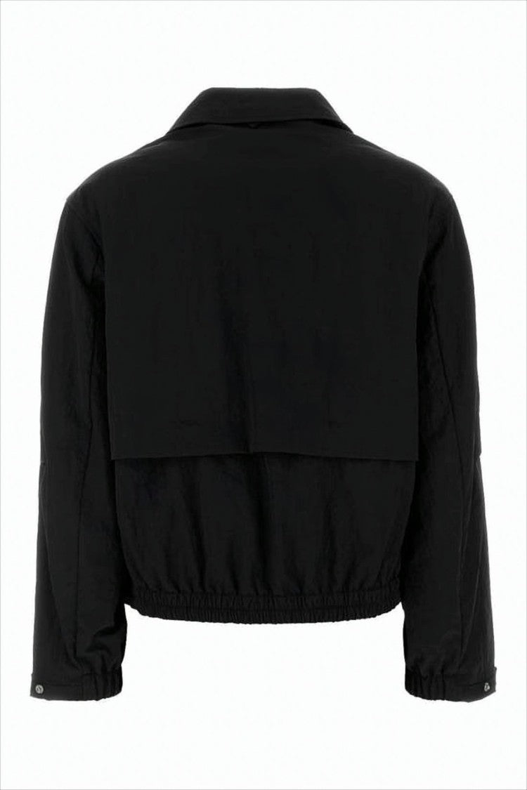 Cropped Black Jacket with Classic Collar