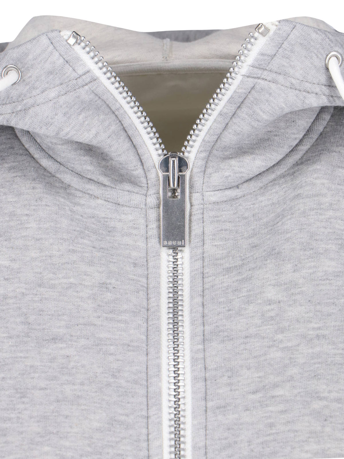 Grey/White Dual Zip Fabric Hoodie