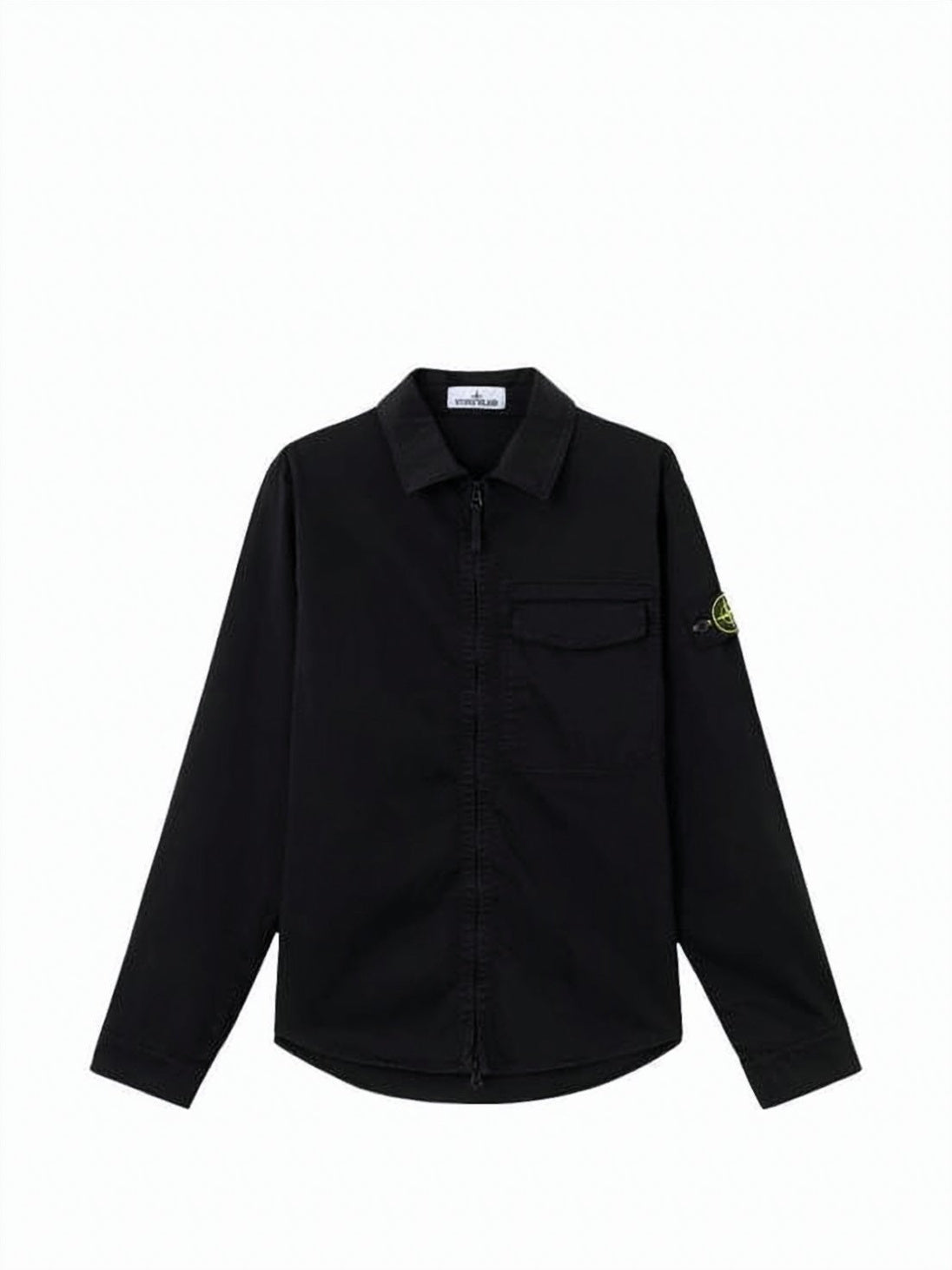 Minimalist Black Casual Jacket with Branded Patch