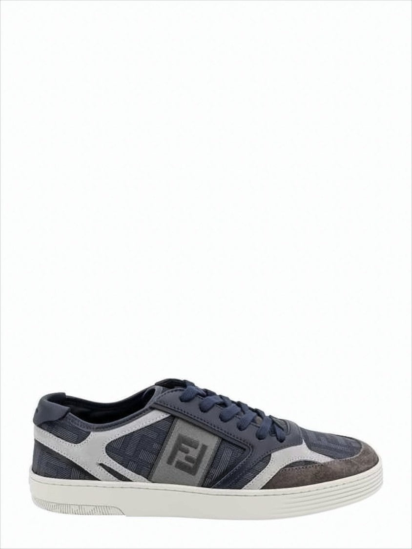 Low-Top Sneakers with Textured Suede and Leather Design