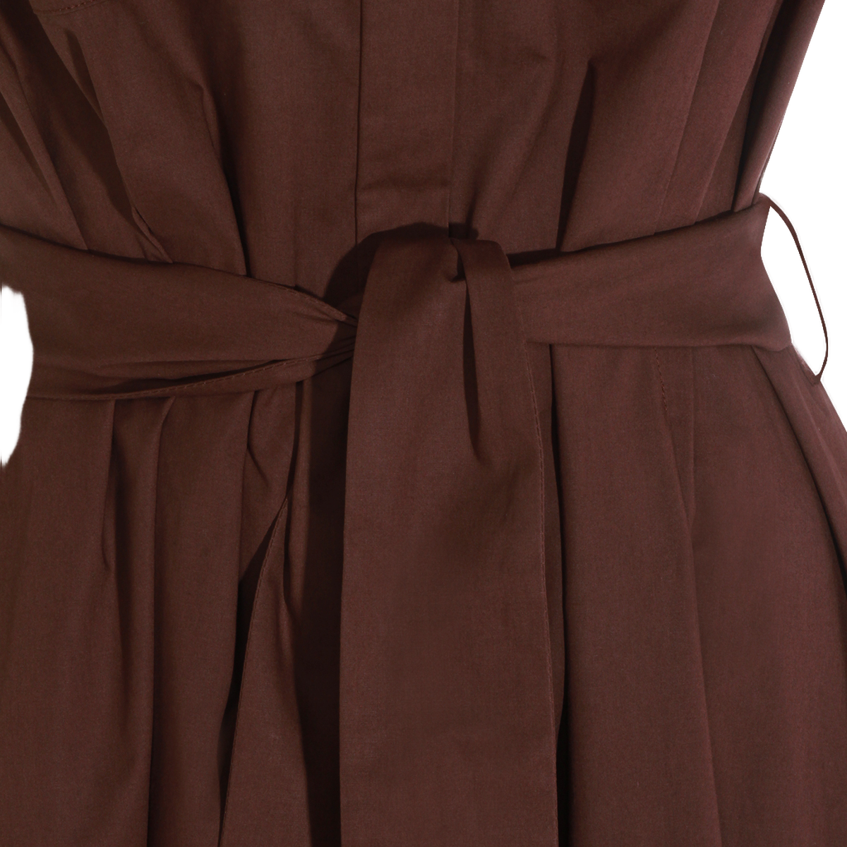 Brown Midi Dress With Shirt Collar