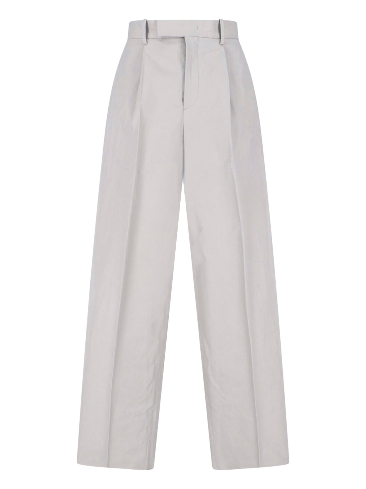 Grey High-Waisted Tailored Wide-Leg Trousers