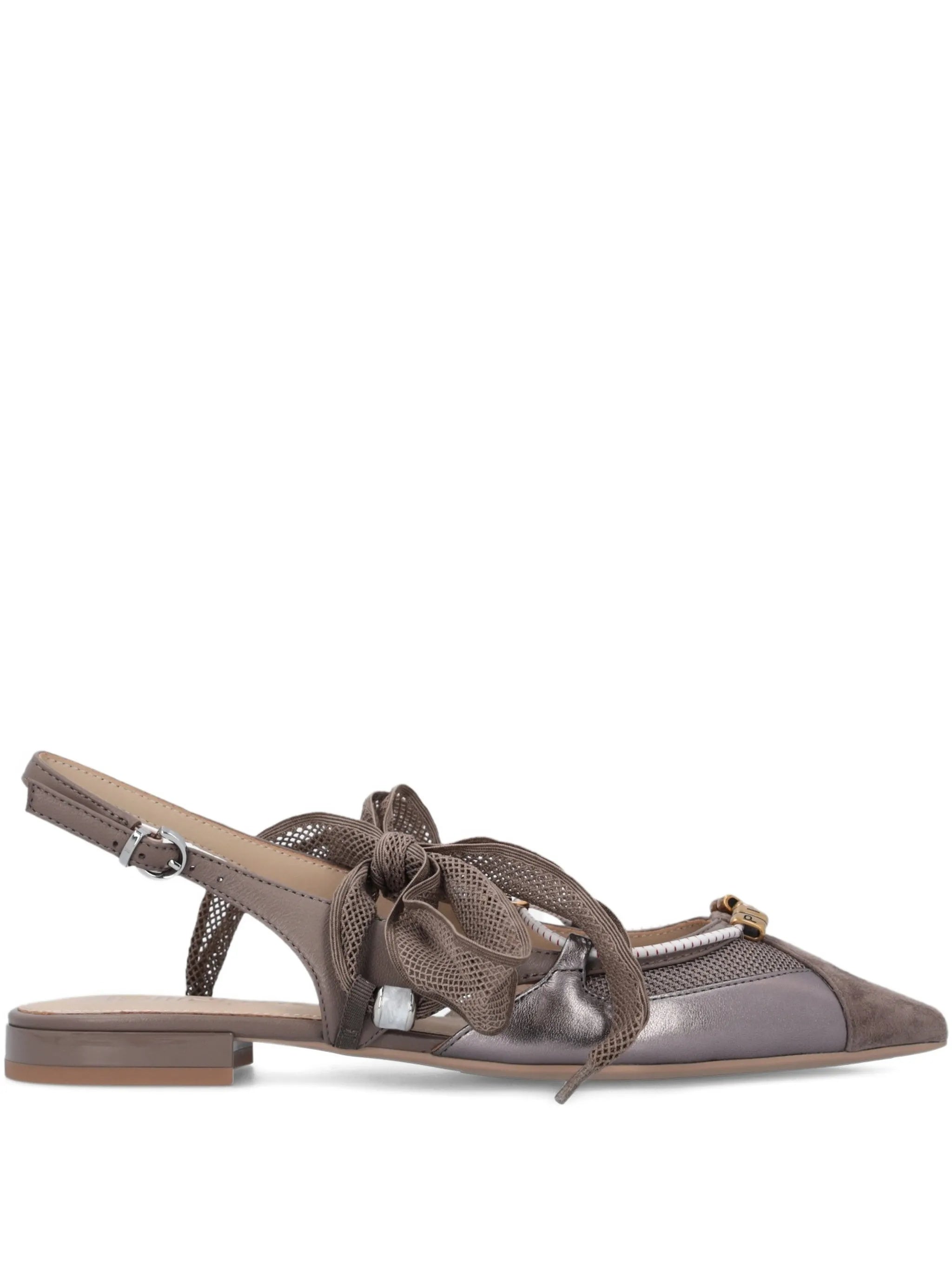 Grey Gianira 30 Suede/Mesh Slingback Ballerinas