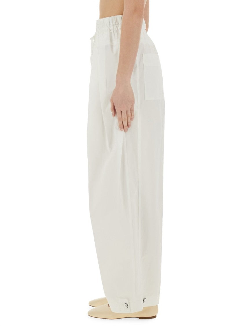 High-Waisted Wide Pants In Cotton Gabardine