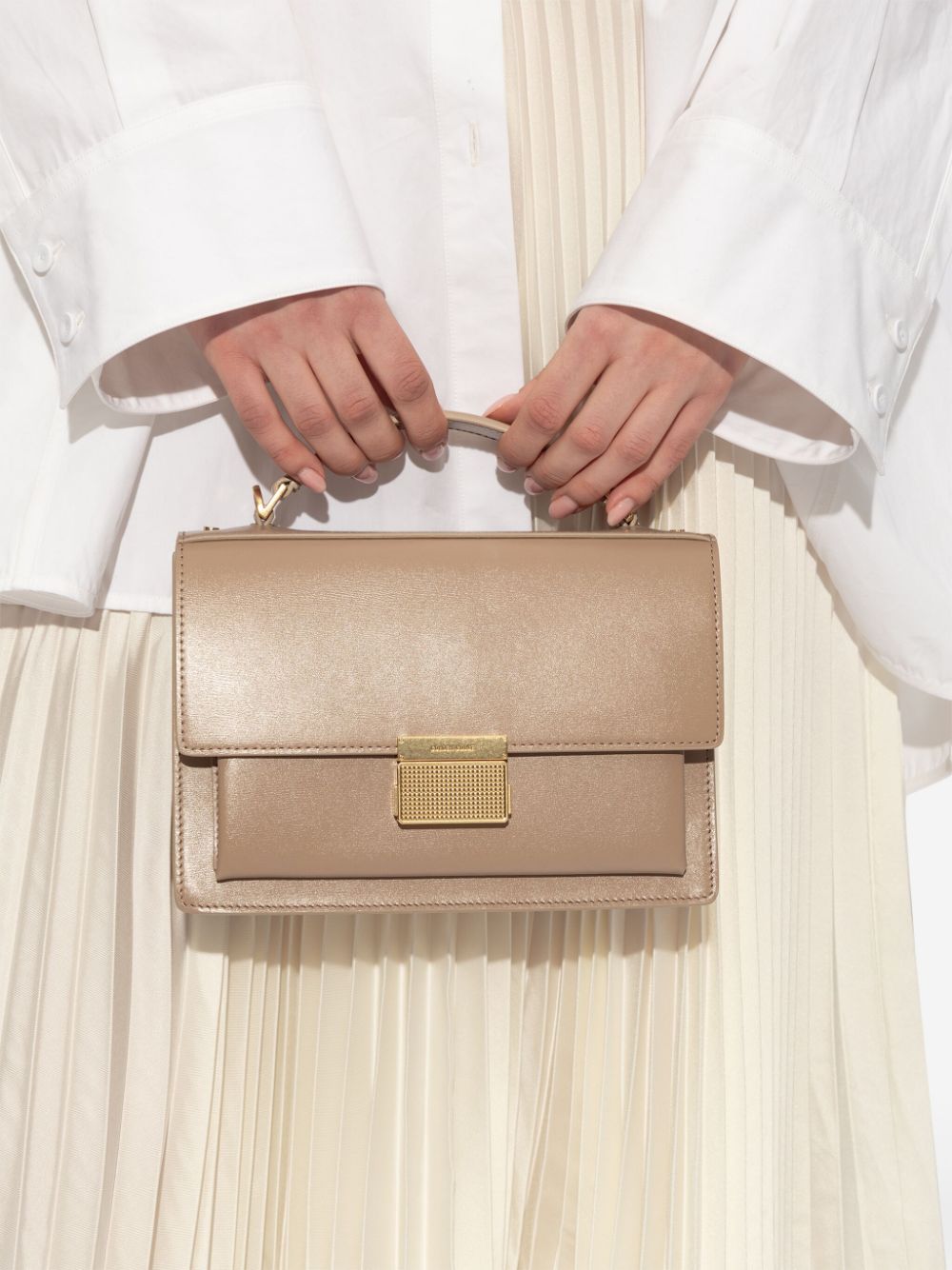 Structured Calf Leather Square Bag