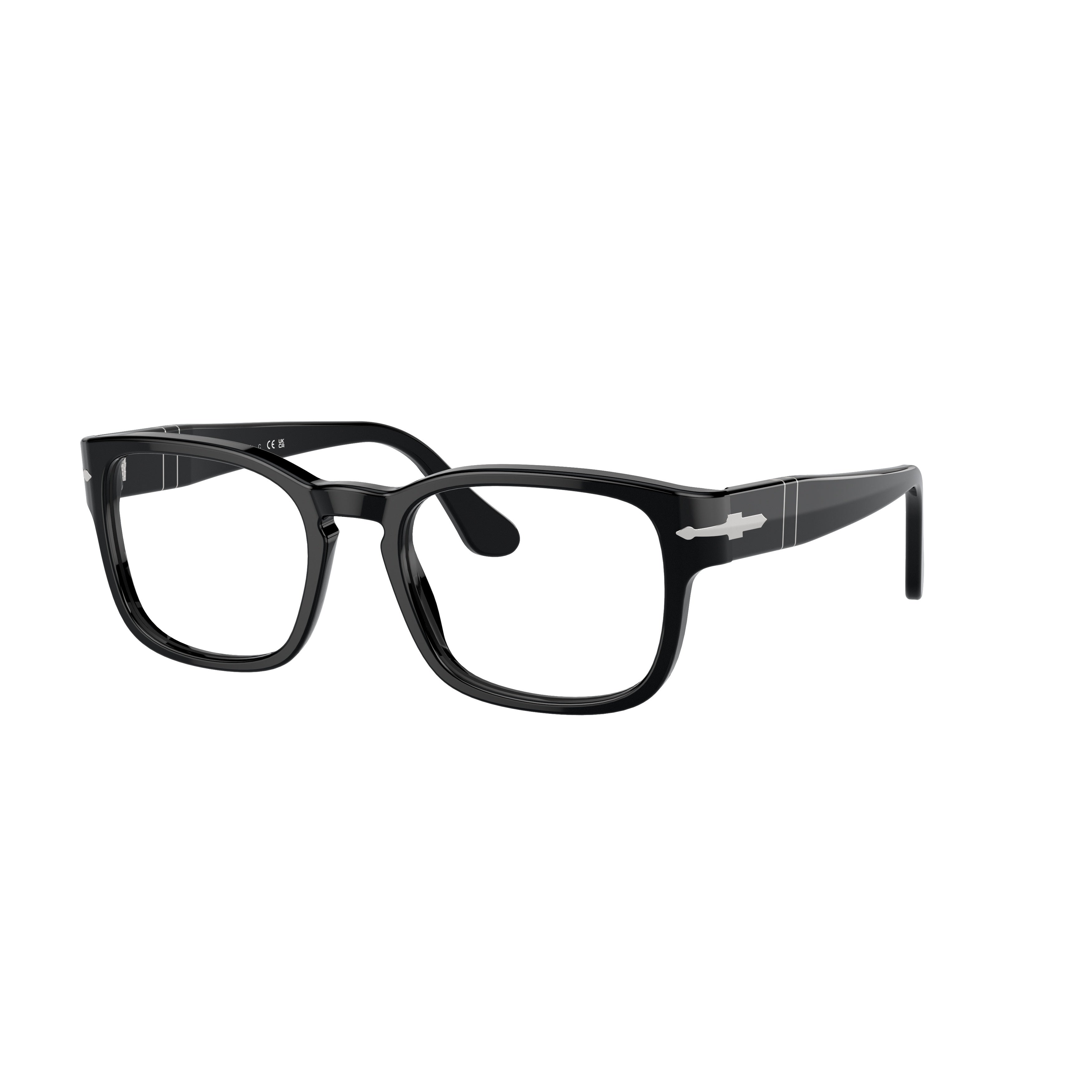 0po3334v Rectangular Black Acetate Sunglasses with Silver Arrow Detail