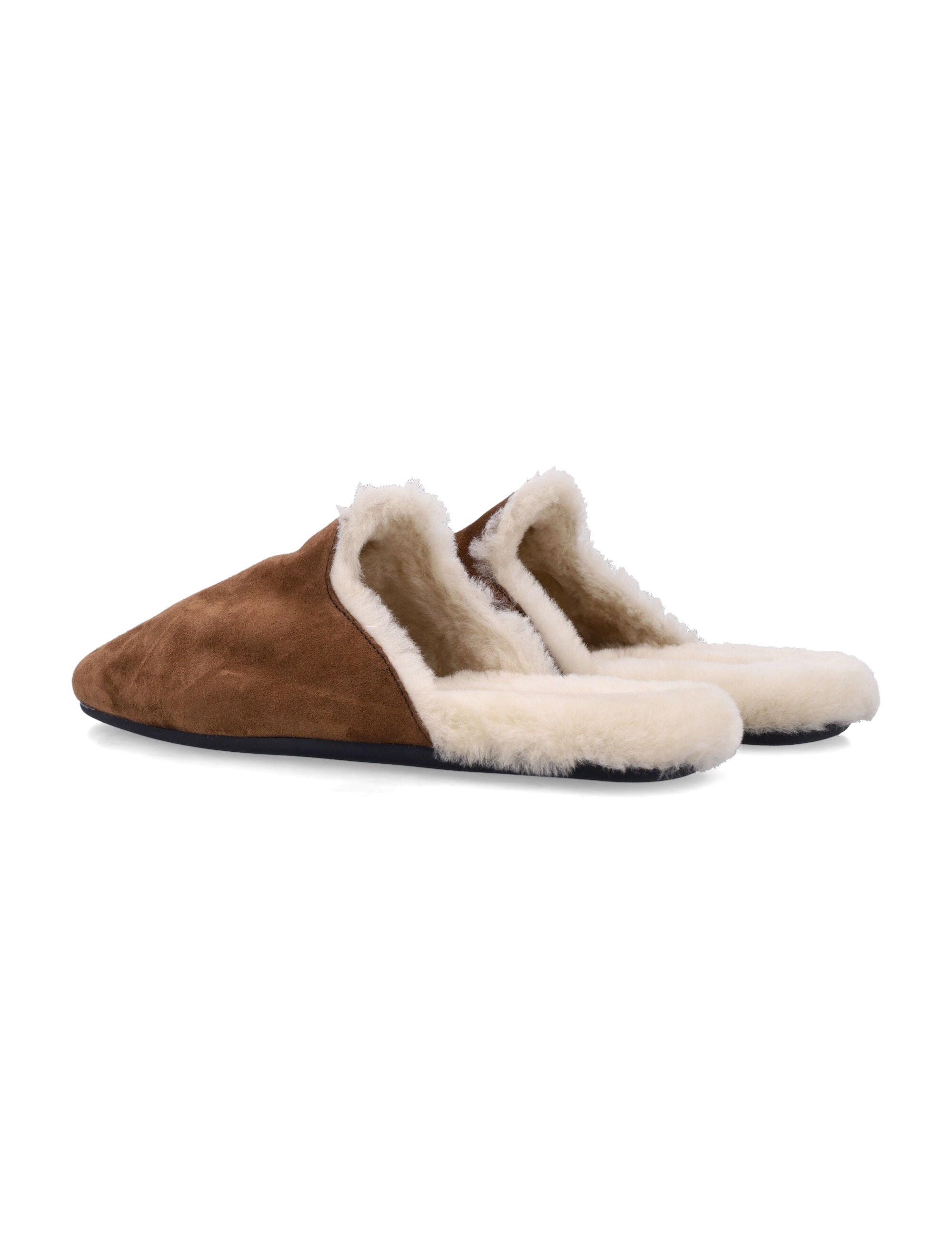 Suede Leather And Shearling Mules