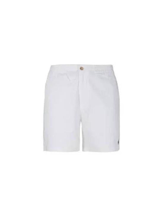 Minimalist White Shorts with Button Closure and Embroidered Detail