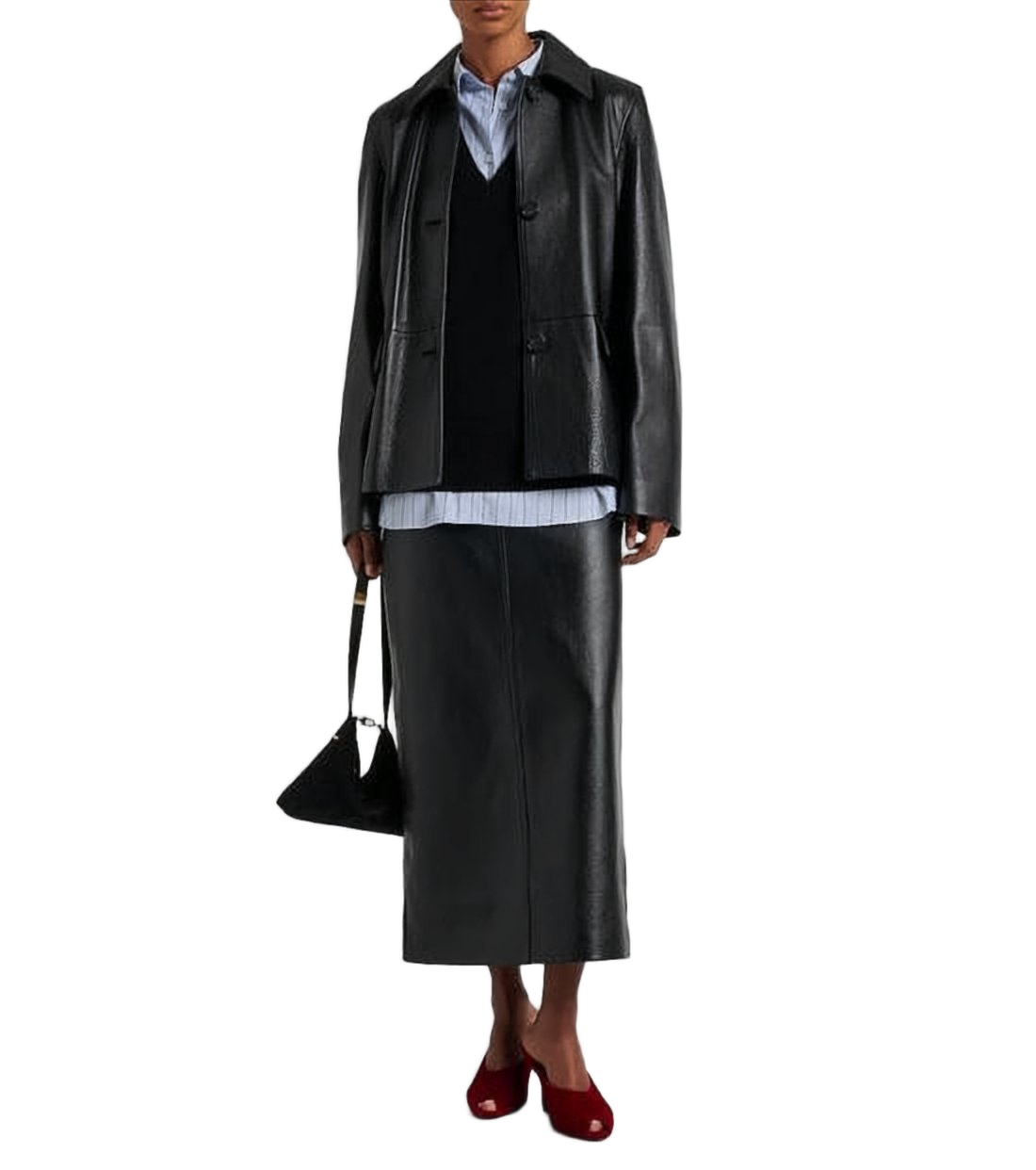 Sleek Calf Leather Jacket with Flap Pockets