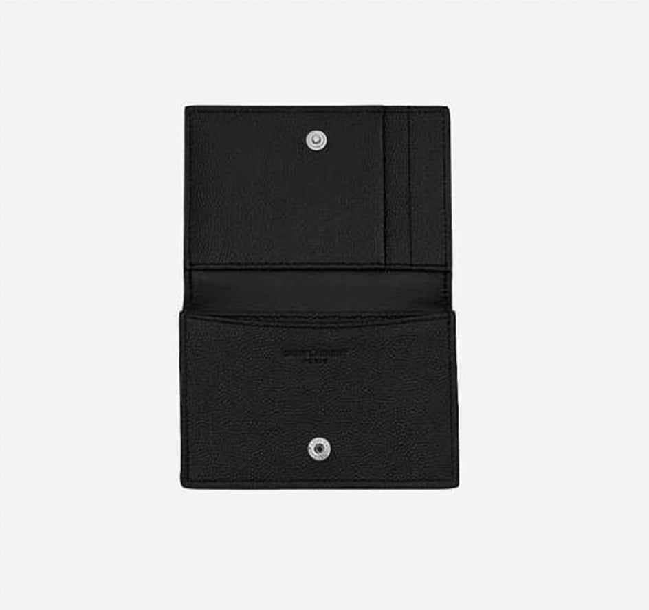 Textured Calf Leather Cardholder with Snap Closure