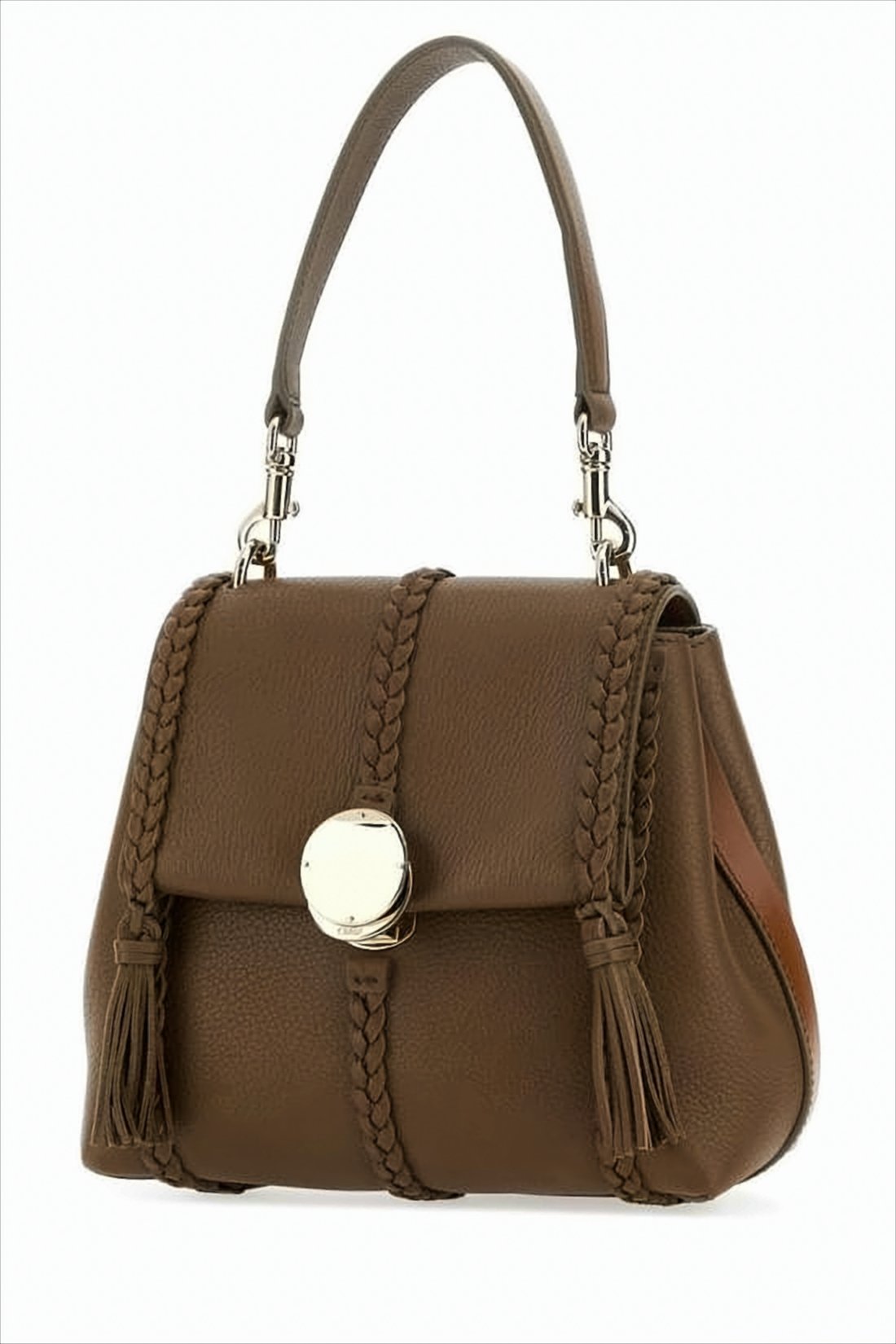 Structured Brown Leather Shoulder Bag