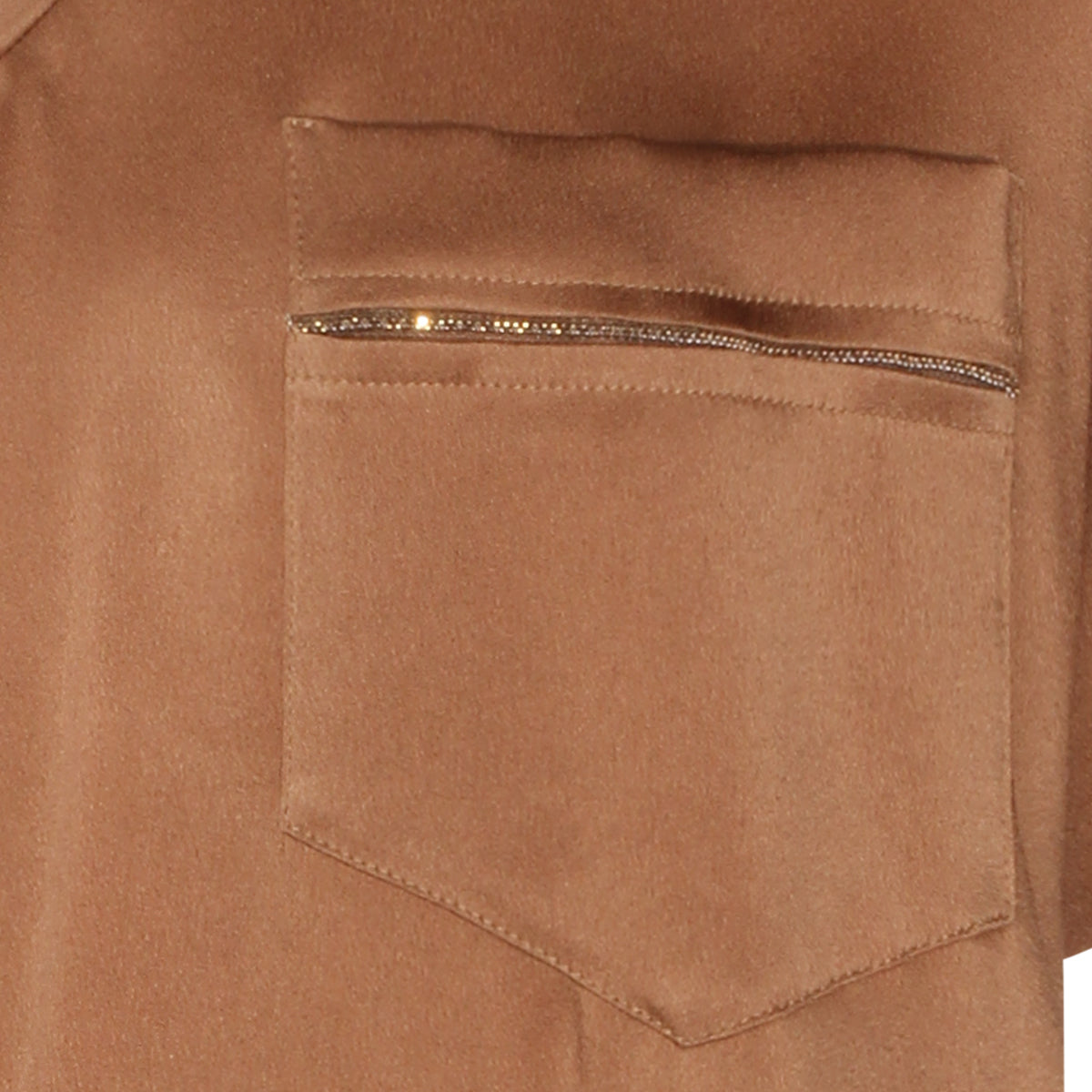 Brown V-Neck Short-Sleeve Top