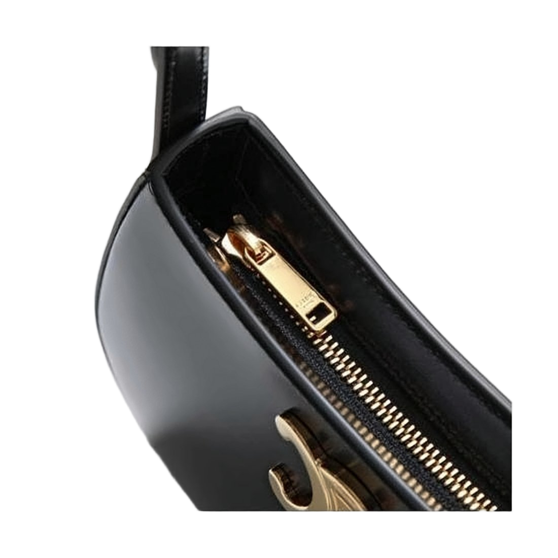 Curved Minimalist Black Calf Leather Shoulder Bag