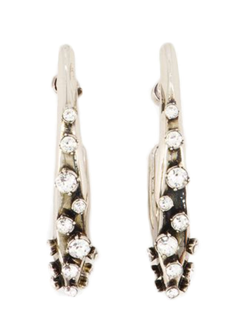 Pave Earrings - Silver Tone