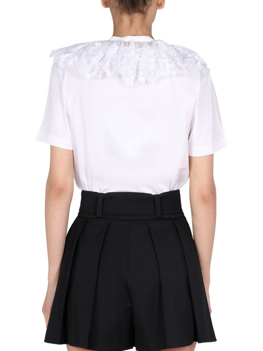Intricate Lace Embroidery Collar T-Shirt