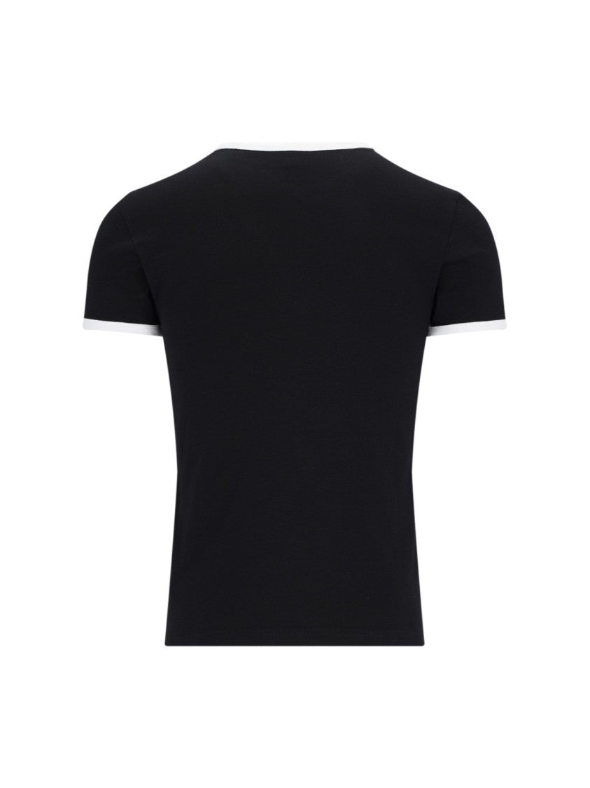 Short-Sleeved Fitted Top with Contrast Trim