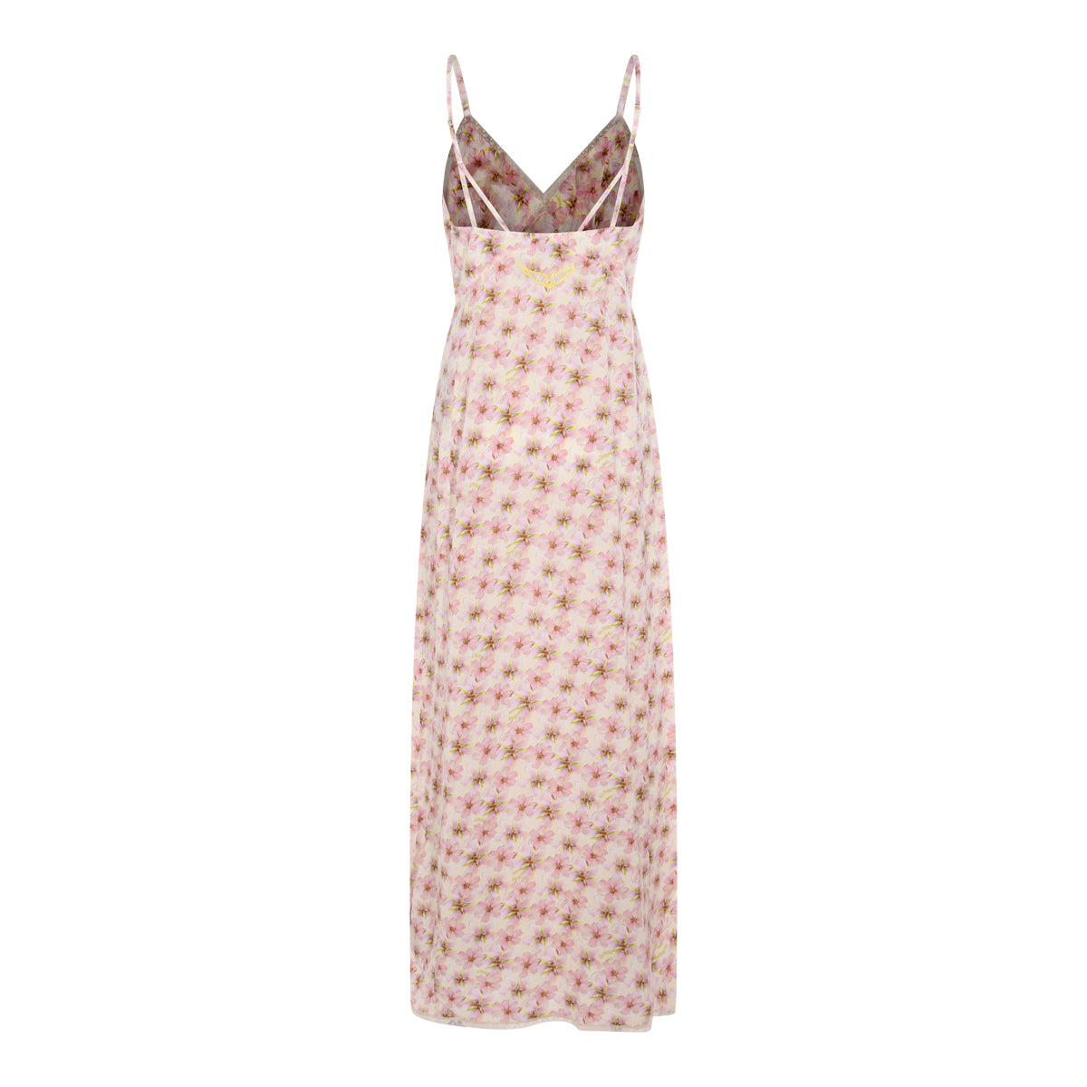 Pink Floral Viscose Midi Dress