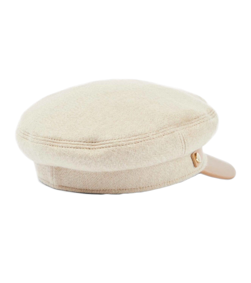 Structured Cashmere Crown Hat with Leather Visor