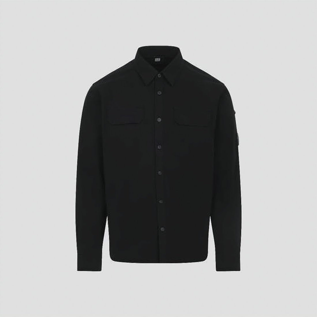 Long-Sleeve Shirt with Classic Collar and Circular Lens Detail