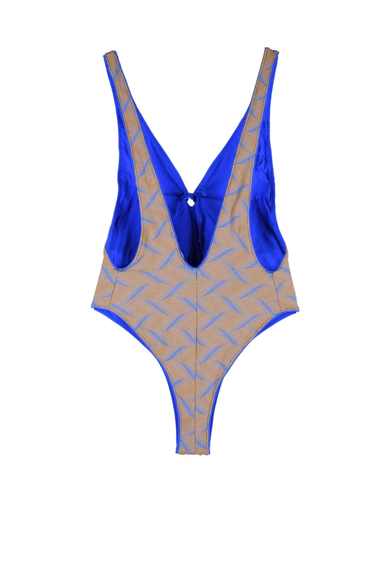Deep V-Neck One-Piece Swimsuit