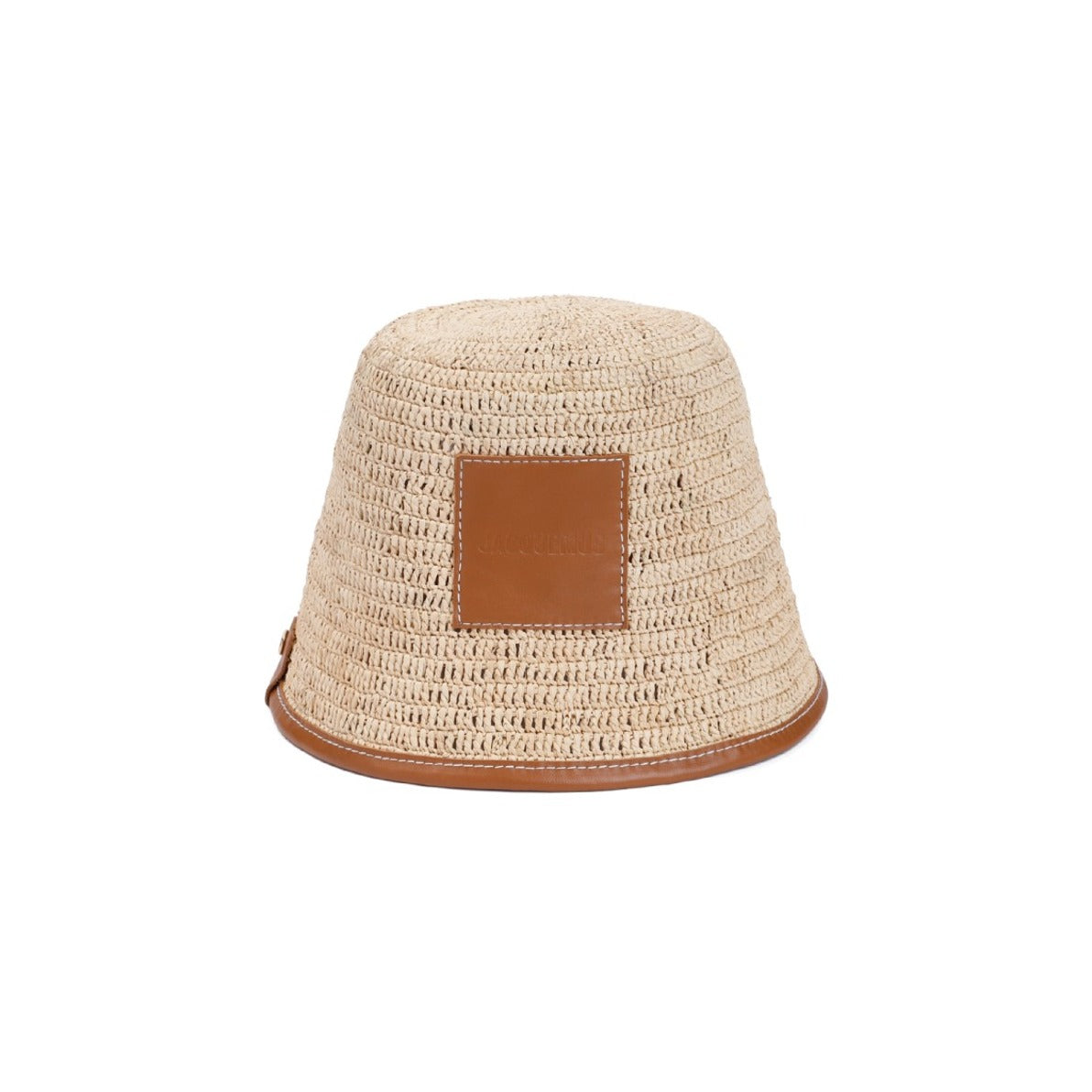 Raffia And Leather Bucket Hat With Gold Accents