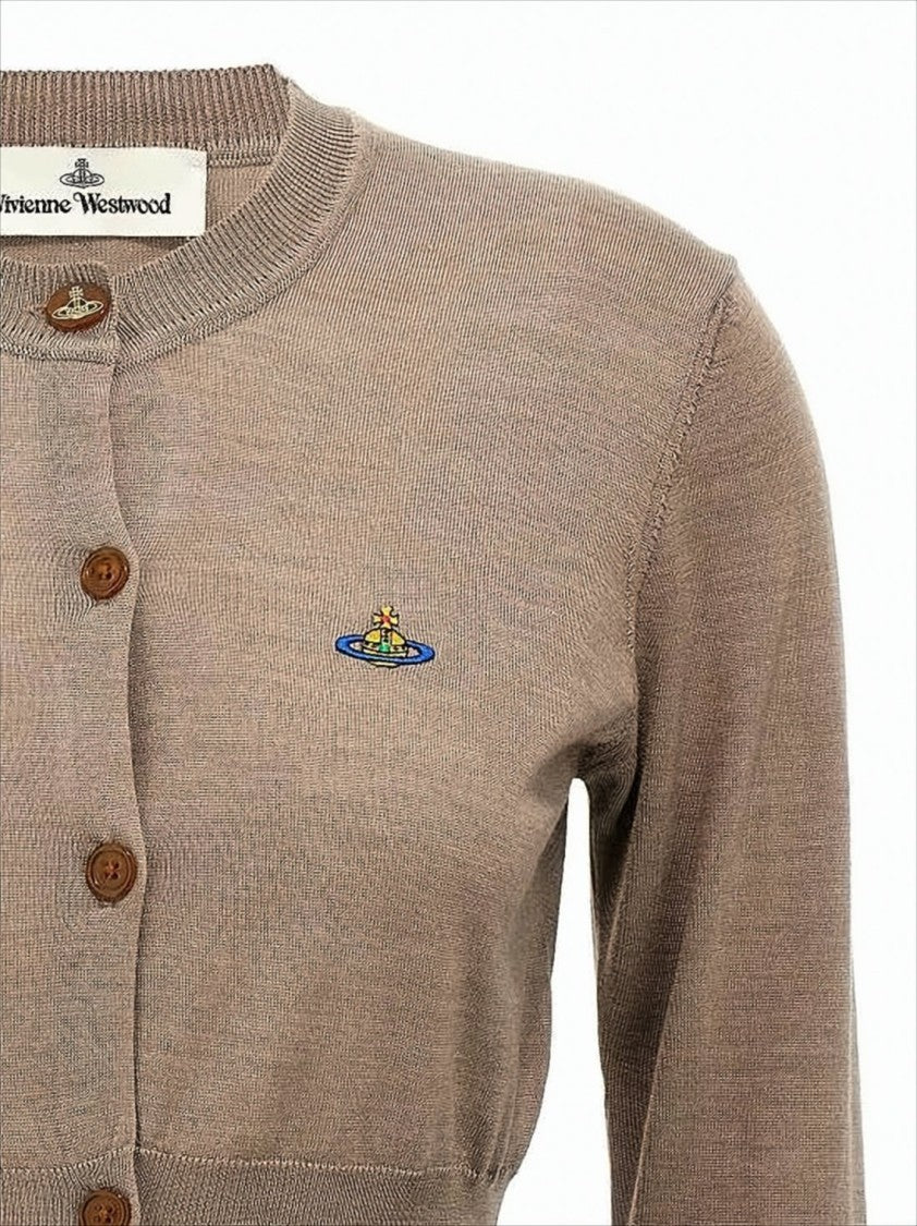 Cropped Knit Cardigan with Wooden Button Front