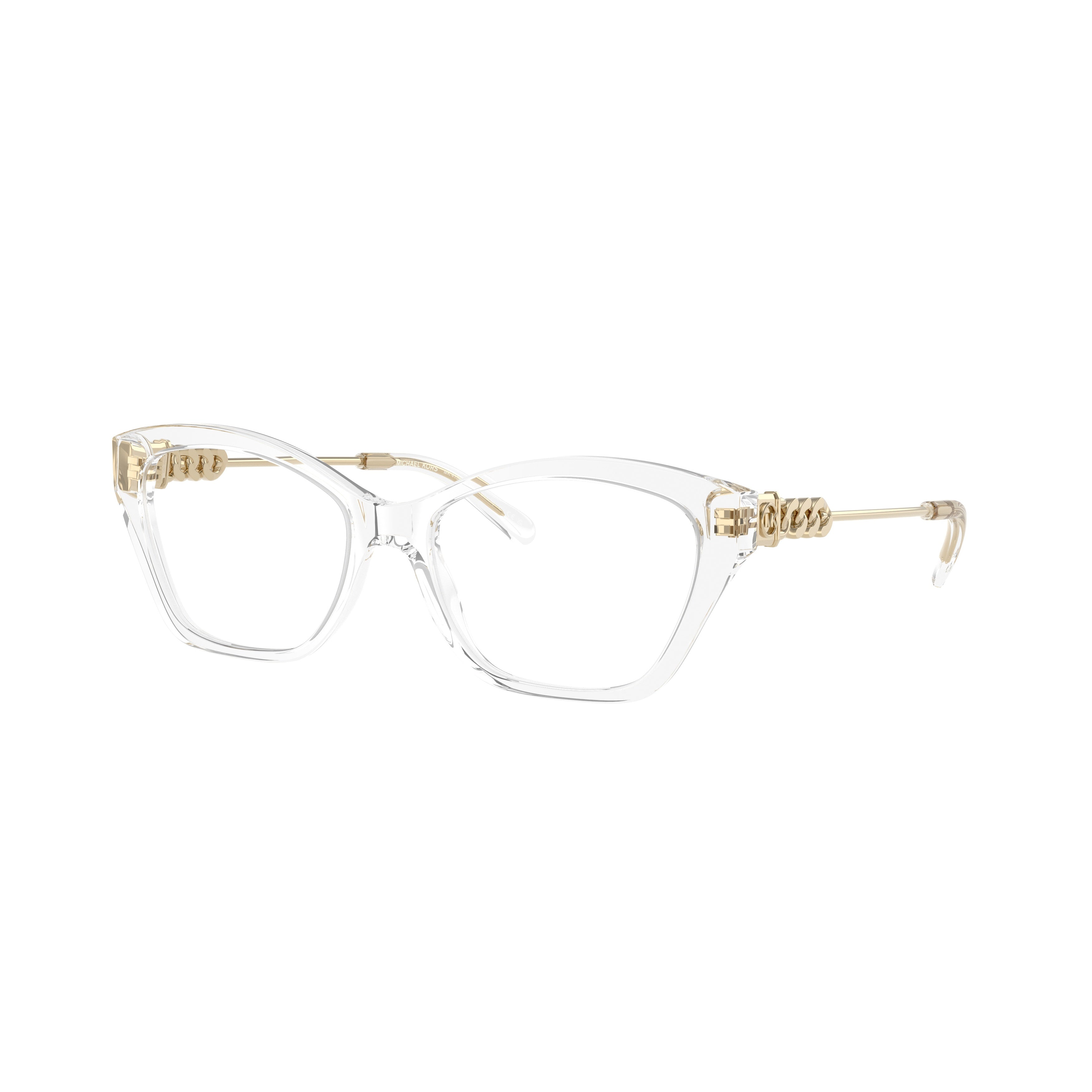 0mk4136 Transparent Cat-Eye Eyeglasses with Gold-Link Temples