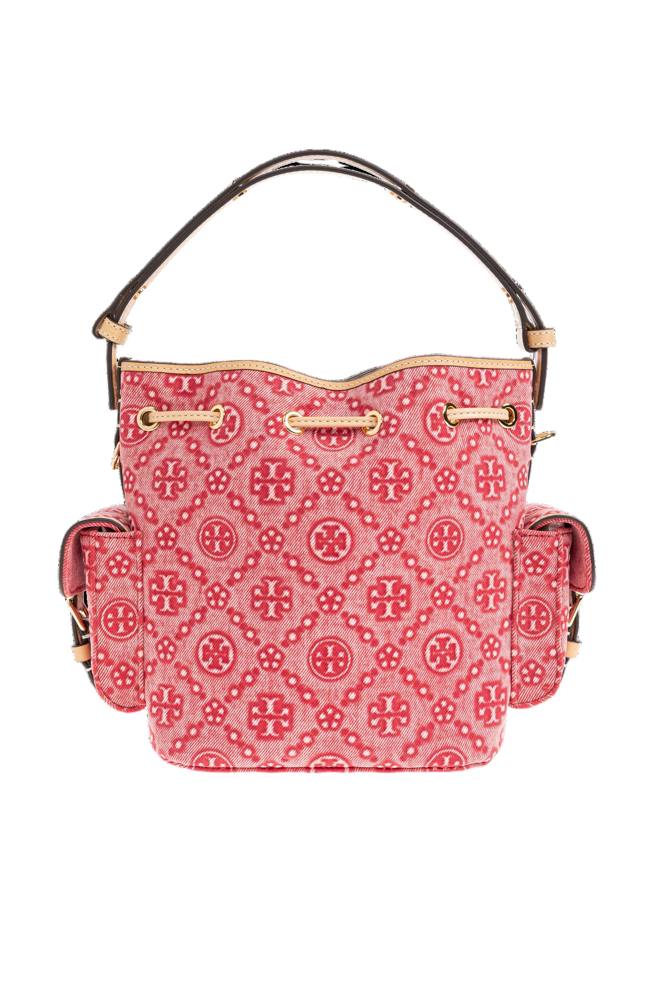 T Monogram Denim Bucket Bag W/Pockets