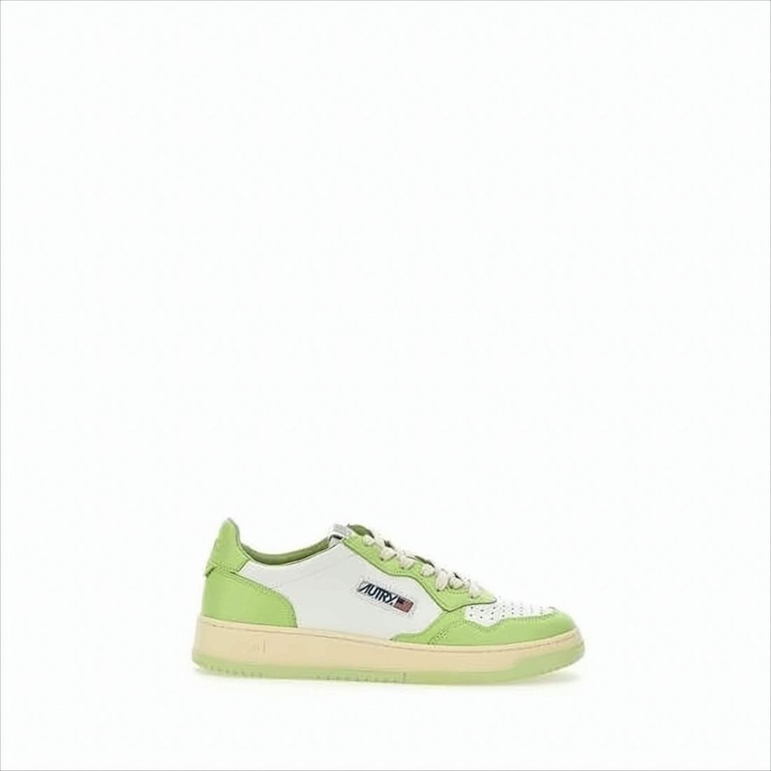 Low-Top Sneakers with Perforated Toe Box and Leather Panels