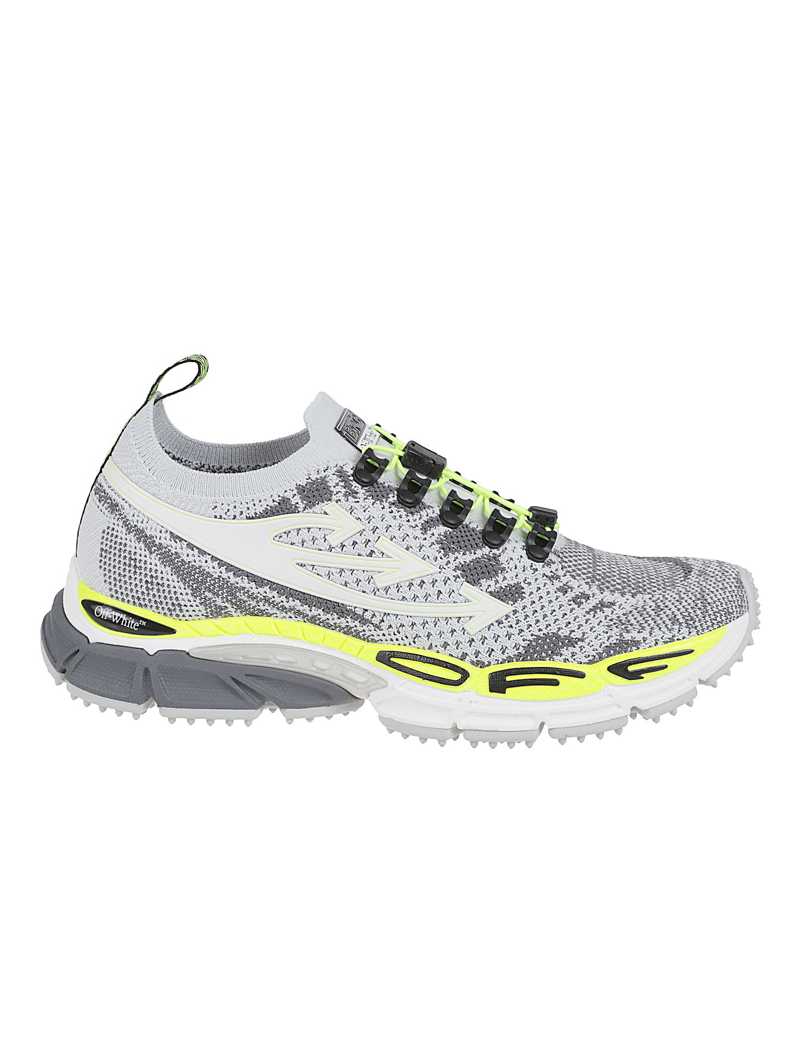 Knitted Low-Profile Off-White Sneakers with Neon Accents