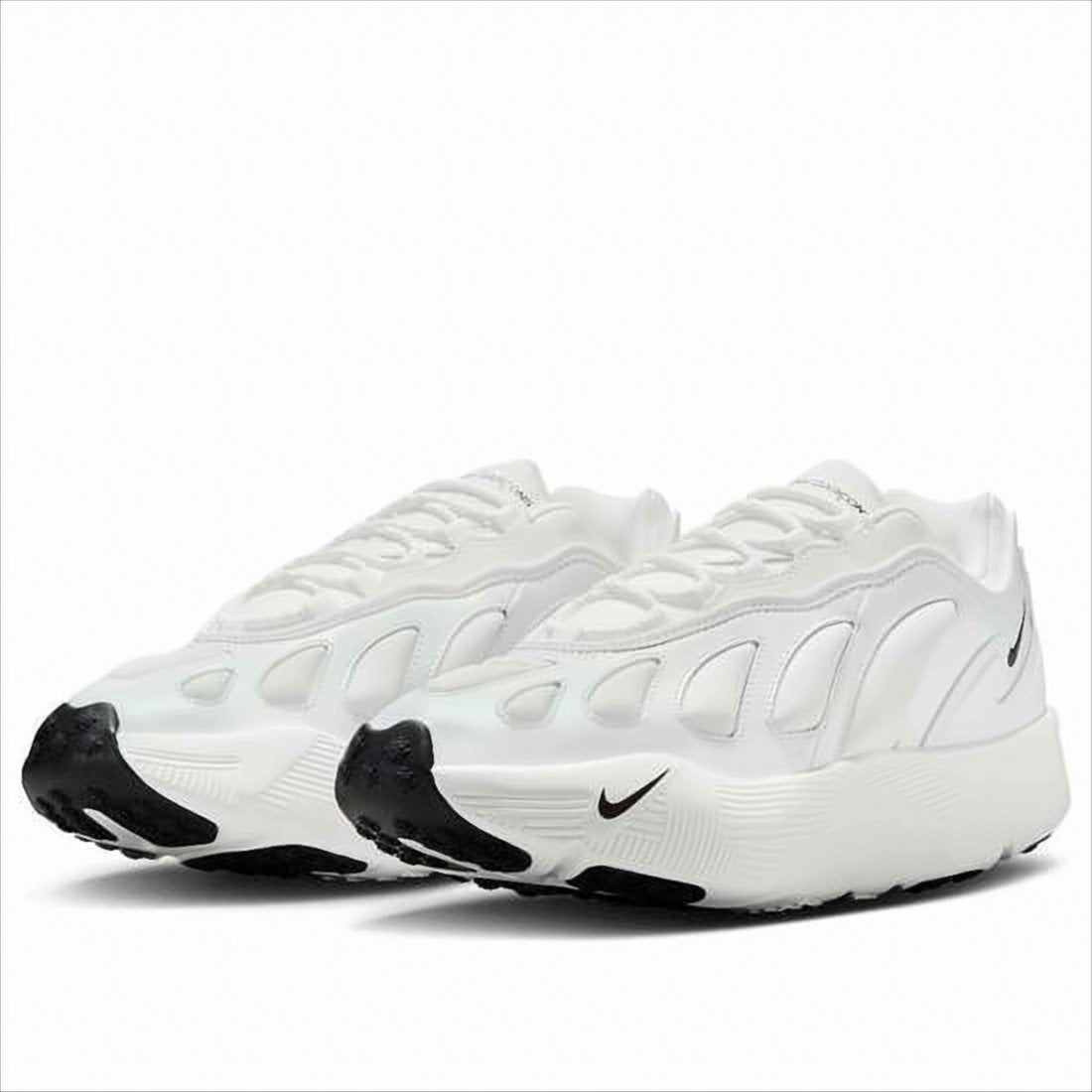Futuristic White Sneakers with Textured Rubber Sole