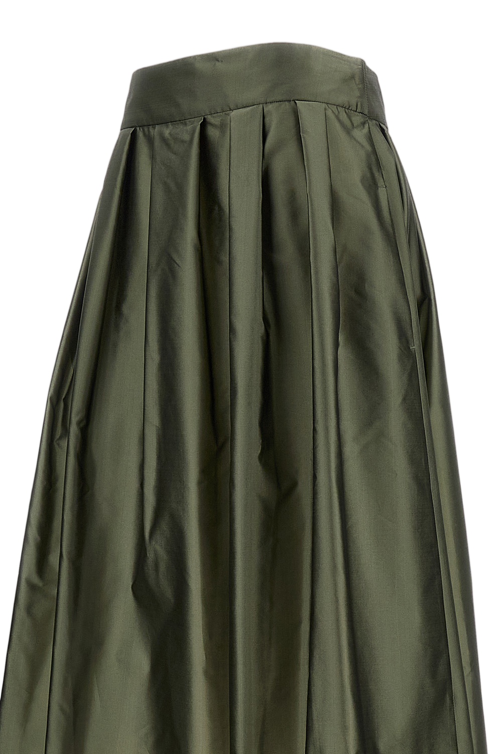 Pleated Midi Skirt in Silk Blend Taffeta