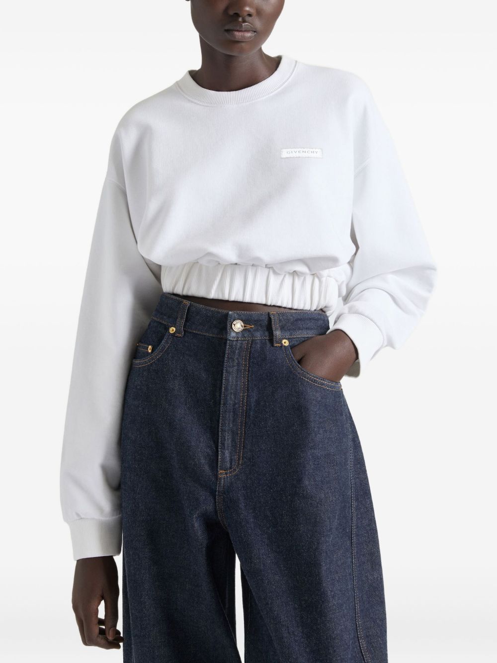 Cropped Sweatshirt With Elasticated Waistband